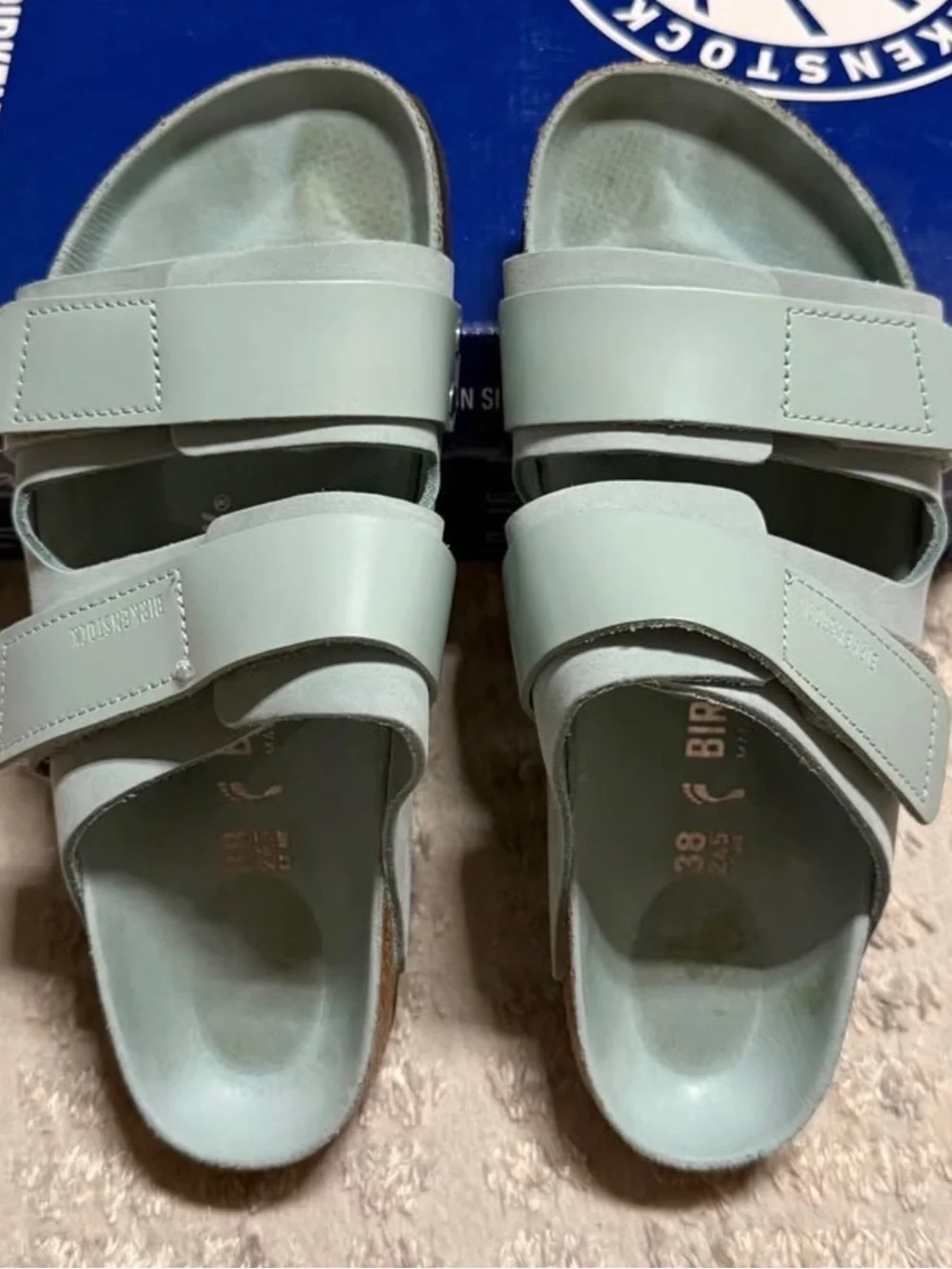 Birkenstock Uji Nubuck Leather sandals surf green size 7